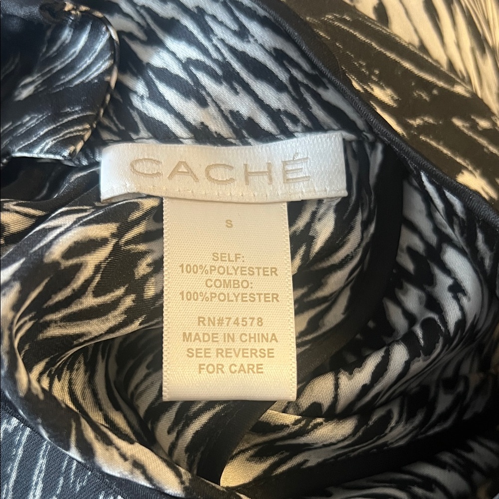 Cache Black And White Patterned Halter Blouse - image 6